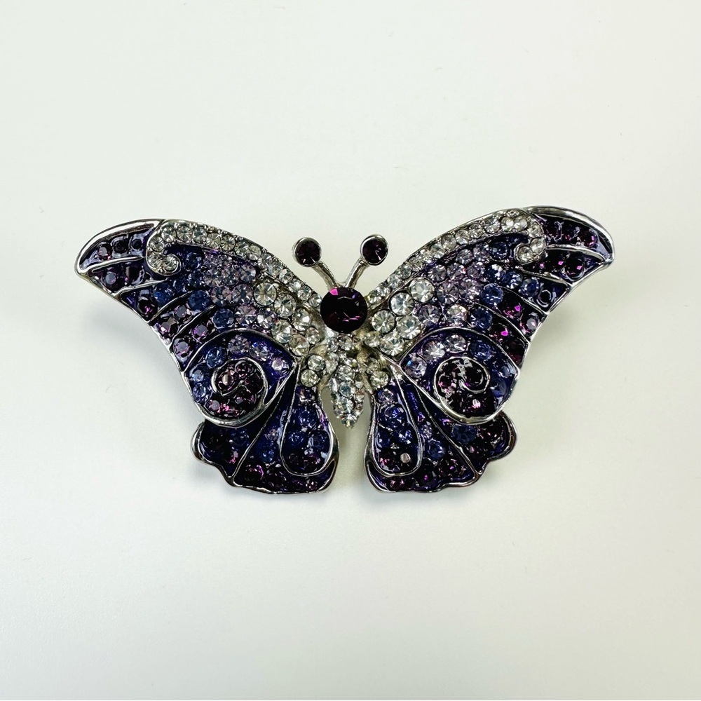 Purple crystal butterfly pin Brooch NEW